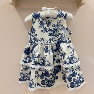 Blue Flower Sleeveless Dress 6-9m